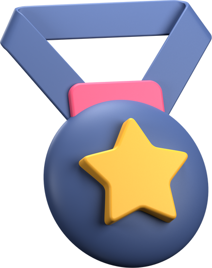 3D Rendering Medal with Star Icon